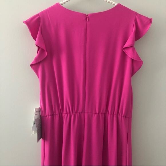 Julia Jordan Fuchsia Pink V Neck Tie Waist Jumpsuit NEW - Picture 5 of 8